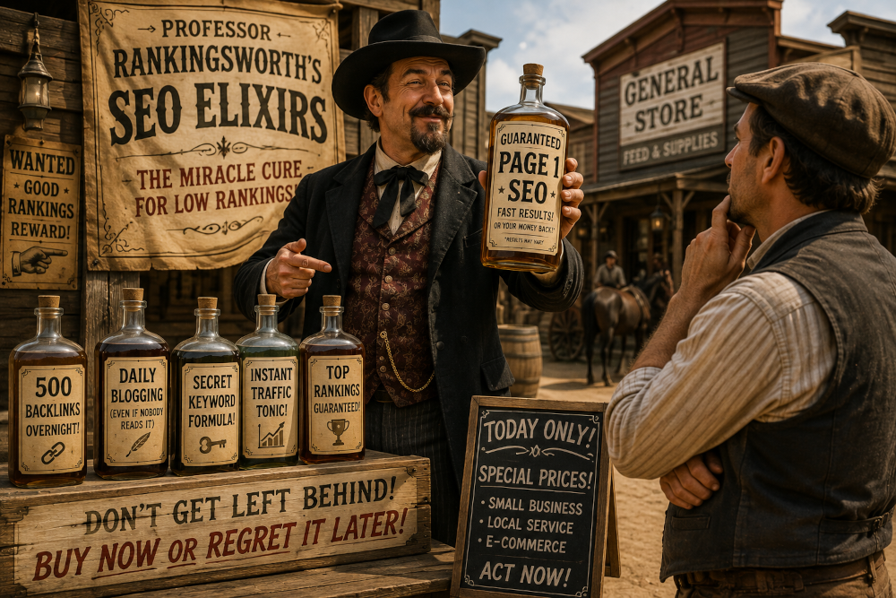 Wild West SEO Elixir Salesman